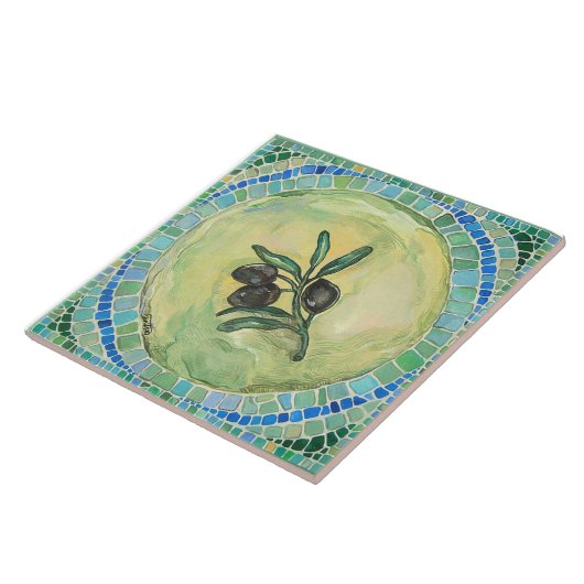 "Oliven", große (6" x 6") Keramik-Fliese Fliese (Seite)