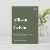 Oliven-Grün-Moderne Hochzeitseinladung Einladung (Stehend Vorderseite)