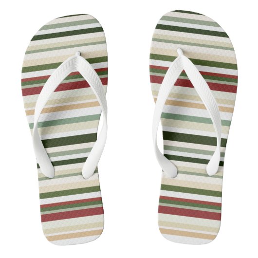 Oliven, grün und rot Streifen Badesandalen (Fußbett)