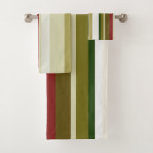 Oliven, grün und rot Streifen Badhandtuch Set (Insitu)