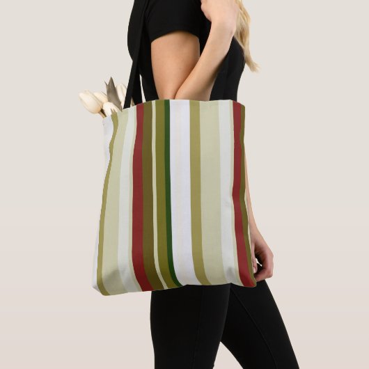 Oliven, grün und rot Streifen Tasche (Von Nahem)
