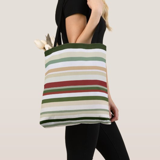 Oliven, grün und rot Streifen Tasche (Von Nahem)