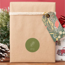 Oliven-grüne botanische Monogramm-Hochzeit