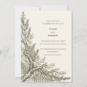 Oliven-grüne Farn Botanische Hochzeitseinladung Einladung