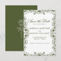 Oliven-grüne Floral-Garten-Save-the-Date-Karte