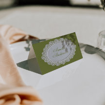Oliven-grüne Häkeldeckchen Old Money Hochzeitsplat