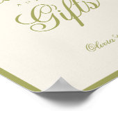 Oliven-grüne Karten und Geschenke Hochzeitstisch-S Poster (Ecke)