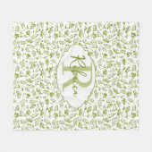 Oliven Grünes Blatt Flasche Mittelmeer-Monogramm Fleecedecke (Vorderseite (Horizontal))