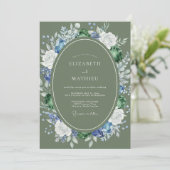 Oliven-Kornblumen-Kranz-Hochzeit Einladung (Stehend Vorderseite)