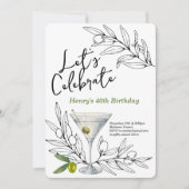 Oliven Martini-Feier Einladung (Vorderseite)