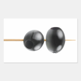 Oliven mit schwarzer Spitze auf einem Spieß Rechteckiger Aufkleber