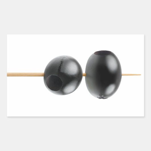 Oliven mit schwarzer Spitze auf einem Spieß Rechteckiger Aufkleber (Vorderseite)