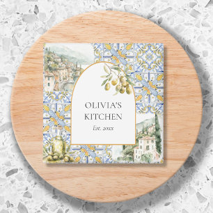 Oliven Mittelmeer Botanisch Gelb Blau Magnet