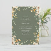 Oliven-Ocker-Botanische Hochzeit Einladung (Stehend Vorderseite)