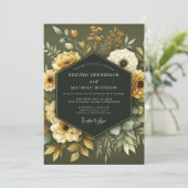 Oliven-Ocker-Botanische Hochzeit Einladung (Stehend Vorderseite)