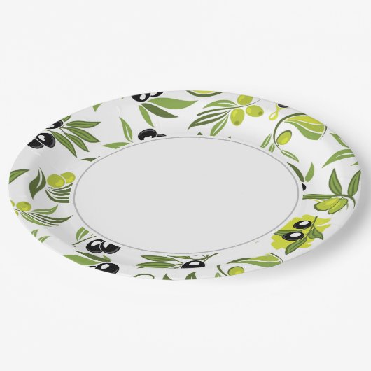 Oliven Pappteller (Schrägansicht)