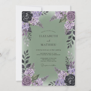 Oliven-Pflaume-Lilien-Eukalyptus-Hochzeit Einladung