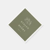 Oliven-Sage-Monogramm-Hochzeitsservietten Serviette (Ecke)