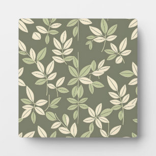 Oliven-Salbei-Botanische Blätter Muster Fotoplatte