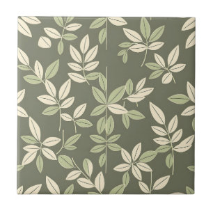 Oliven-Salbei-Botanisches-Blatt-Muster  Fliese