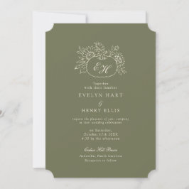 Oliven-Salbei-Herbst-Botanische-Hochzeitseinladung Einladung