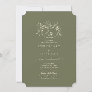 Oliven-Salbei-Herbst-Botanische-Hochzeitseinladung Einladung