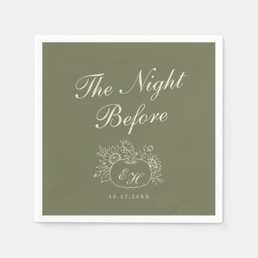 Oliven-Salbei-Monogramm-Probe-Dinner-Servietten Serviette (Vorderseite)