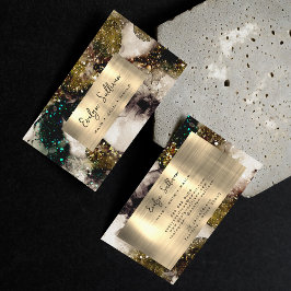 Oliven Smaragdgrüner Glitzer Wasserfarben Visitenkarte