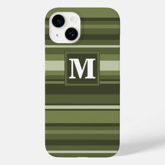 Oliven-Streifen in Monogramm Case-Mate iPhone Hülle (Rückseite)