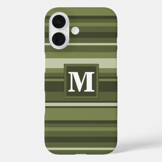 Oliven-Streifen in Monogramm Case-Mate iPhone Hülle (Rückseite)
