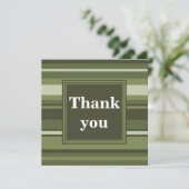 Oliven-Streifen in Monogramm Dankeskarte (Stehend Vorderseite)