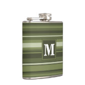 Oliven-Streifen in Monogramm Flachmann (Rechts)