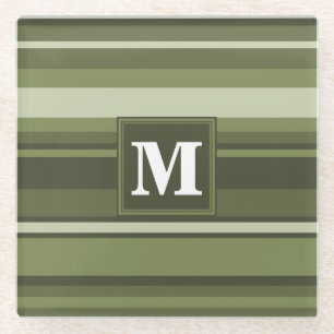 Oliven-Streifen in Monogramm Glasuntersetzer