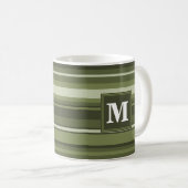 Oliven-Streifen in Monogramm Kaffeetasse (VorderseiteRechts)