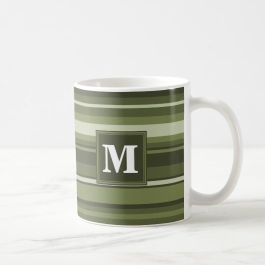 Oliven-Streifen in Monogramm Kaffeetasse (Rechts)