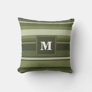 Oliven-Streifen in Monogramm Kissen