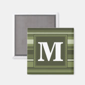 Oliven-Streifen in Monogramm Magnet (Vorderseite/Rückseite)