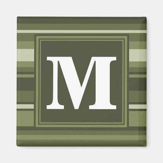 Oliven-Streifen in Monogramm Magnet (Vorne)