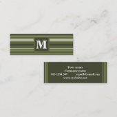 Oliven-Streifen in Monogramm Mini Visitenkarte (Vorne/Hinten)