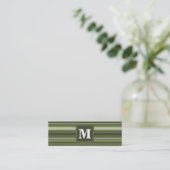Oliven-Streifen in Monogramm Mini Visitenkarte (Stehend Vorderseite)