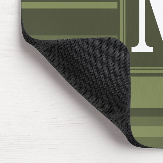 Oliven-Streifen in Monogramm Mousepad (Ecke)