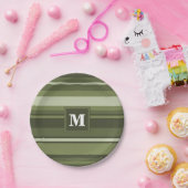 Oliven-Streifen in Monogramm Pappteller (Party)