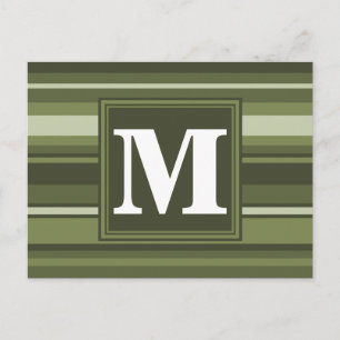 Oliven-Streifen in Monogramm Postkarte