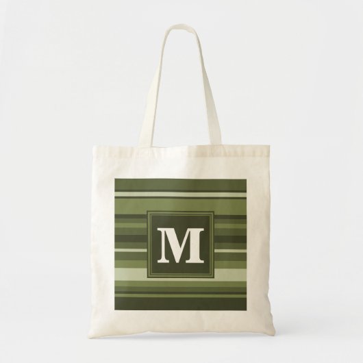 Oliven-Streifen in Monogramm Tragetasche (Vorne)