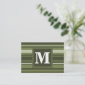 Oliven-Streifen in Monogramm Visitenkarte (Stehend Vorderseite)