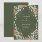 Oliven-Ton-Kranz-Hochzeit Einladung (Vorne/Hinten)