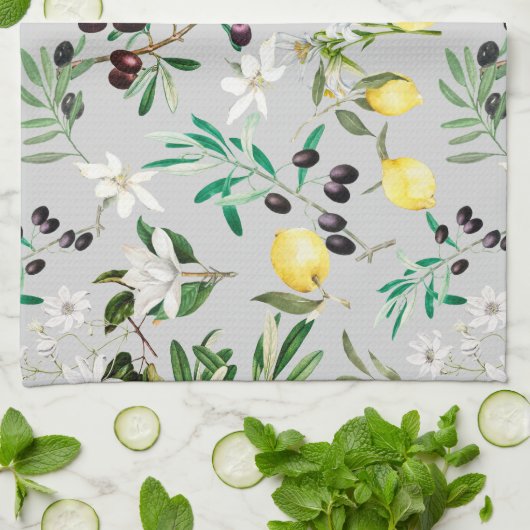 Oliven, Toskana, Blume, Mittelmeer, Zitrone Geschirrtuch (Gefaltet)