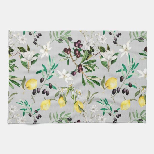 Oliven, Toskana, Blume, Mittelmeer, Zitrone Geschirrtuch (Horizontal)