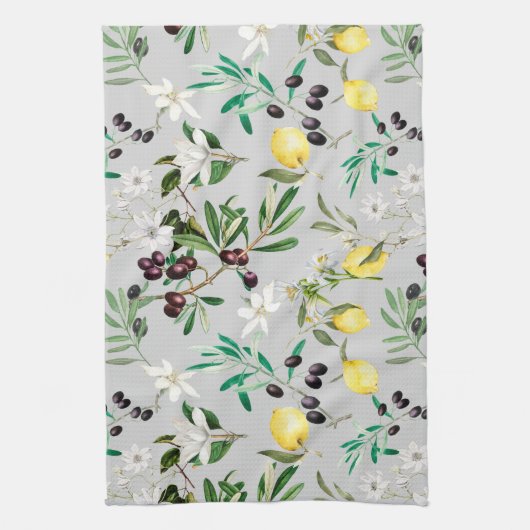 Oliven, Toskana, Blume, Mittelmeer, Zitrone Geschirrtuch (Vertikal)