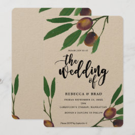 Oliven-toskanischer Lorbeer-Hochzeit Einladung